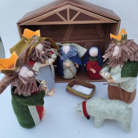 unbranded Other - New Felt Nativity Christmas Home Decor Folk Art boutique Mary Joseph Jesus